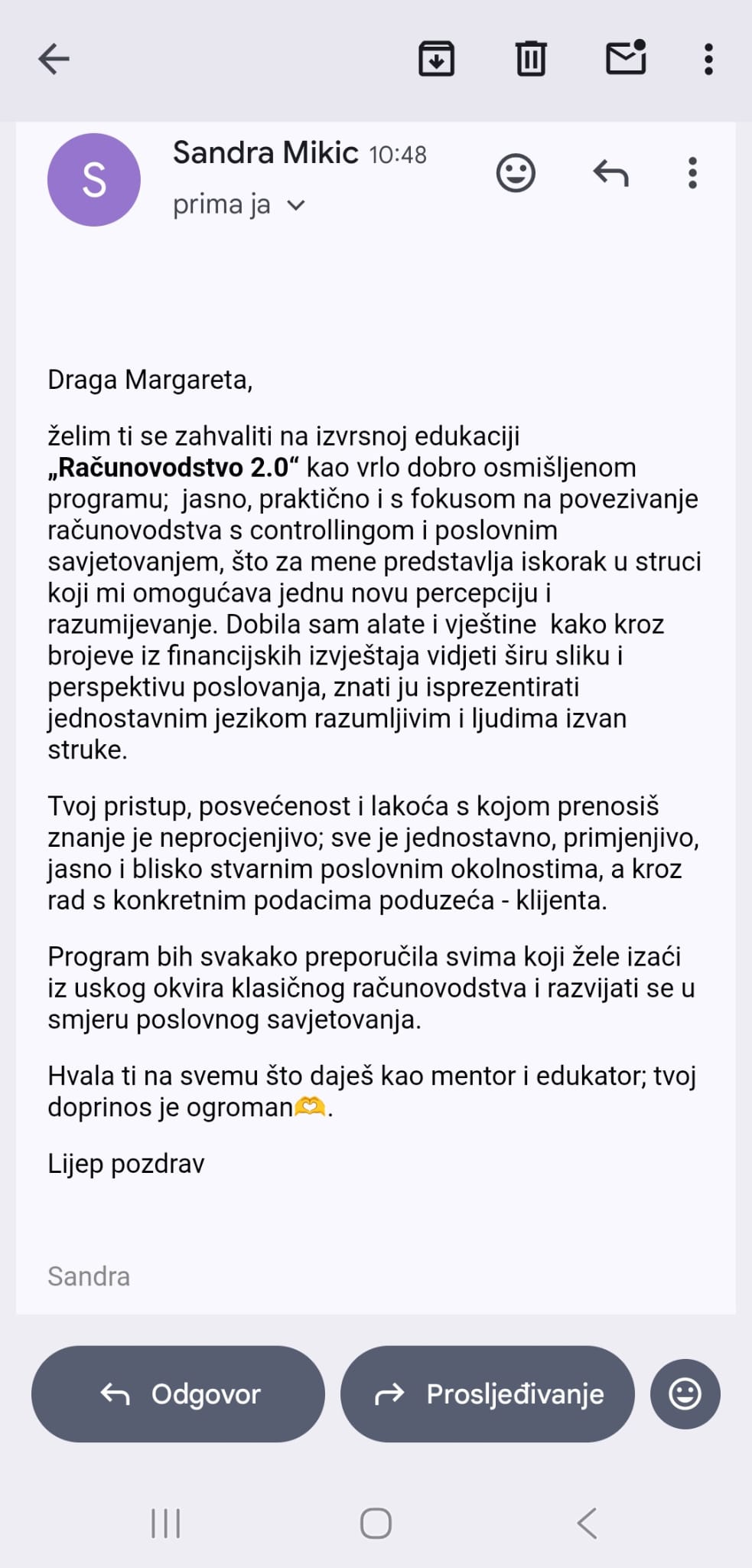 Sandra Mikić - recenzija